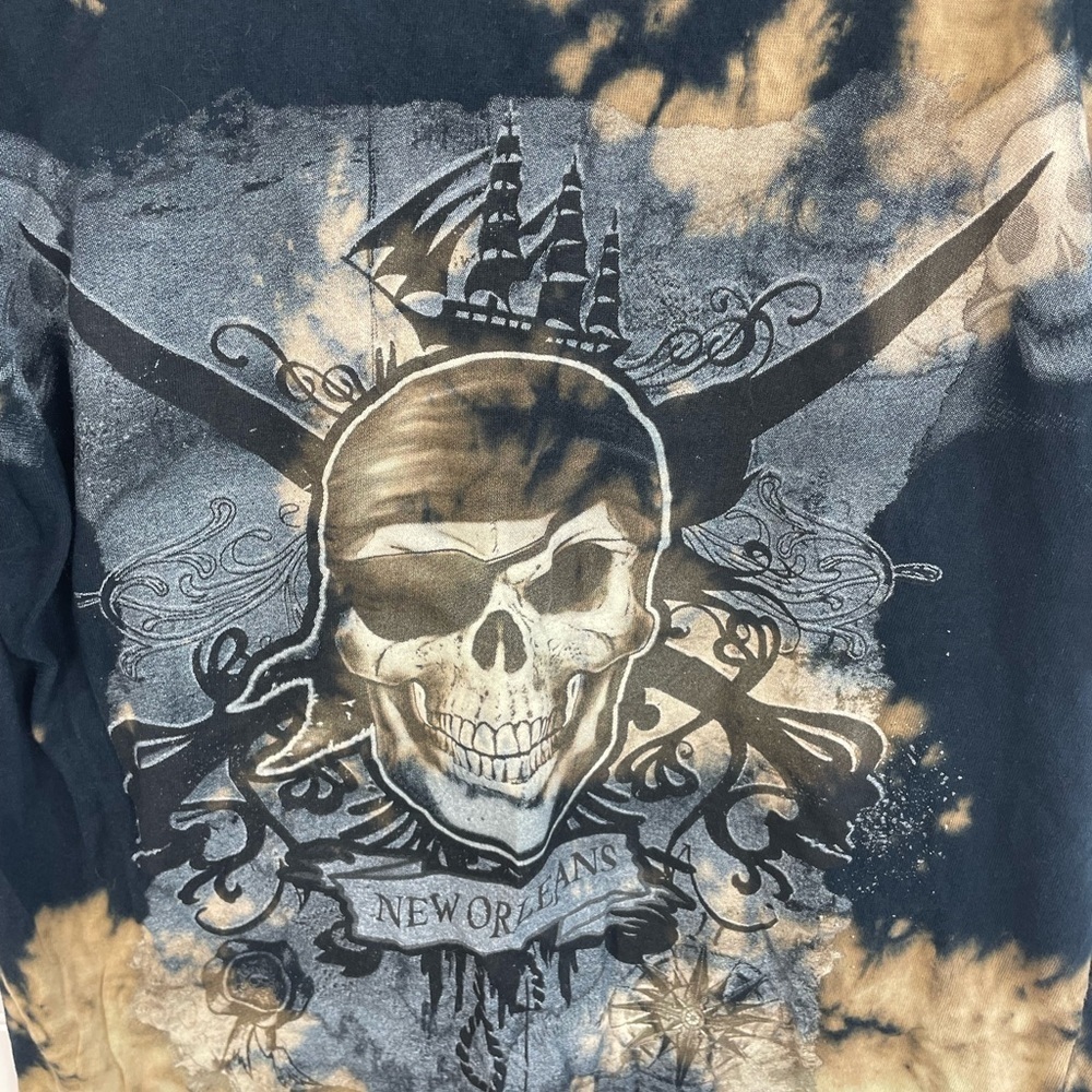 Kid-U-Not Black & Brown Tie Dye Skull Graphic Shirt Size XL Kids Unisex EUC - Picture 6 of 7